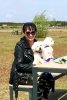 Sarah, Shaun & Dolly just finishing a lunch-break in France, on their way from Estepona in Málaga, S.Spain to Manchester in the UK.